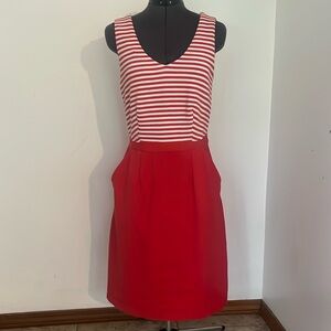 Boden Red and White Striped Dress